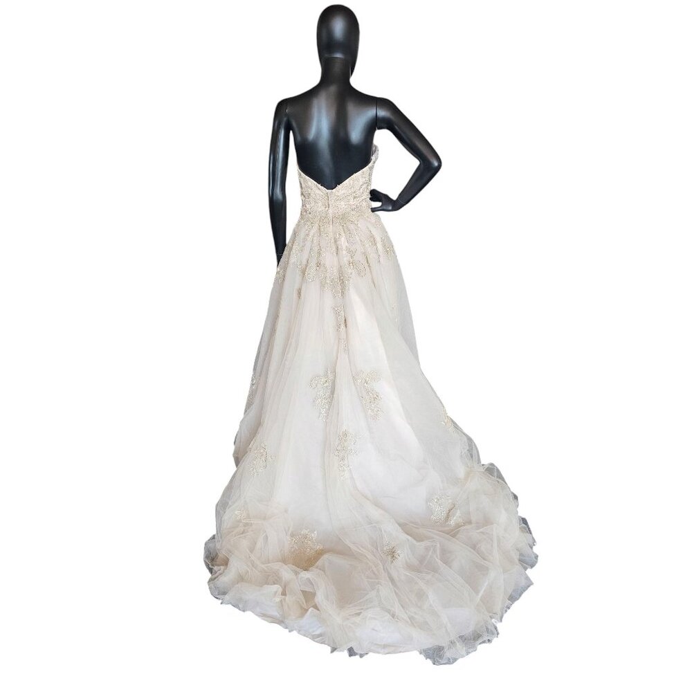 Champagne/Gold Embroidered High/Low Wedding Gown - Private Label by G - Picture 8 of 11